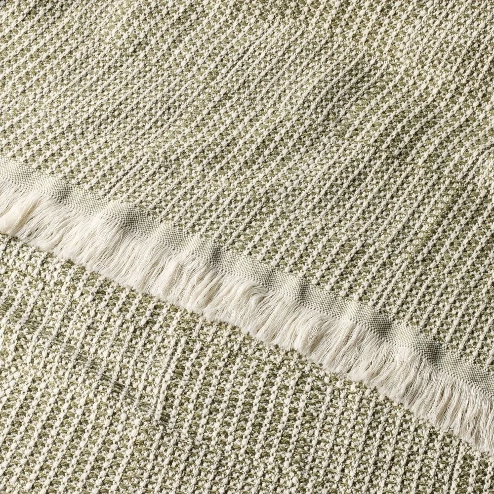 Hearth & Hand Magnolia Throw Blanket Checkered Knit Green Neutral Farmhouse‎